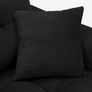 English Elm Corduroy L-shaped Sectional Sleeper Sofa No Assembly Needed for Apartments Black W5532S00028