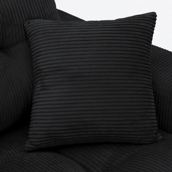English Elm Corduroy L-shaped Sectional Sleeper Sofa No Assembly Needed for Apartments Black W5532S00028
