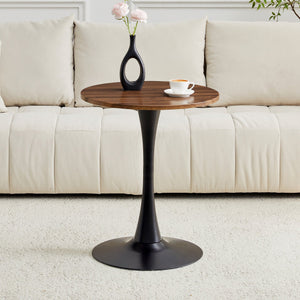 English Elm Round Faux Marble Tulip Dining Table Mid Century Pedestal Base for Compact Kitchens Walnut W2920P395713