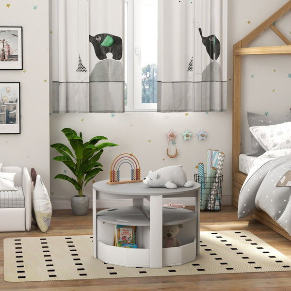 English Elm Qaba Kids 5-Piece Table And Chairs Set With Storage For Art, Crafts, Playroom, Nursery - Gray W2225P217322-GIGA