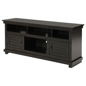 English Elm Castleton Farmhouse Pine Media Console with Six Compartments for Living Room Entertainment Dark Brown B062P448014