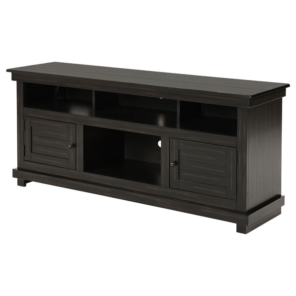 English Elm Castleton Farmhouse Pine Media Console with Six Compartments for Living Room Entertainment Dark Brown B062P448014