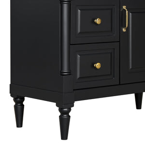 English Elm 36" Bathroom Vanity With Elegant Ceramic Sink, Adjustable Storage, And Sleek Black Finish For Modern Style N725P356064B