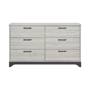 English Elm Contemporary Two-Tone 6-Drawer Dresser White Oak & Gray Finish, Smooth Ball-Bearing Glides, 59" B011P385703