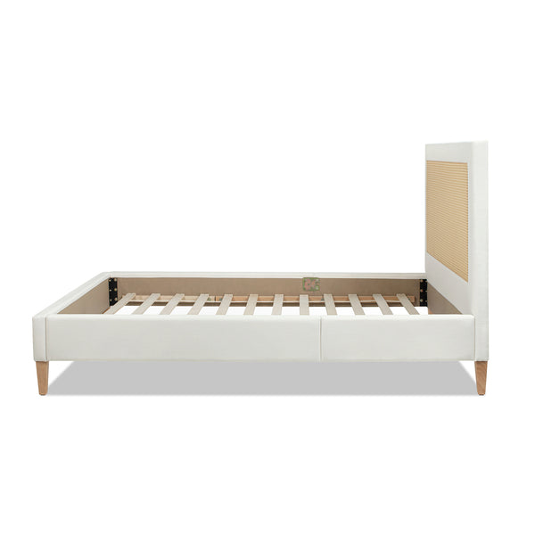 English Elm Jennifer Taylor Home - Haley Upholstered Cane-Back Platform Bed - Elegant Antique White Design For Stylish Bedrooms B2719P238201