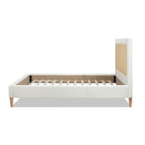 English Elm Haley Upholstered Cane-Back Platform Bed, Queen, Antique White Polyester