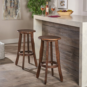 English Elm Christopher Knight Home® - PIKE Primrose Outdoor Dark Gray Acacia Wood Barstools Set of 2 — Backless, Water-Resistant, 30" High Comfort 60810.00DBRN