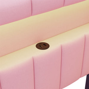 English Elm Upholstered Twin Platform Bed with USB Ports, LED Light Belt, Linen Backrest & 2 Storage Drawers Pink DL001926AAH