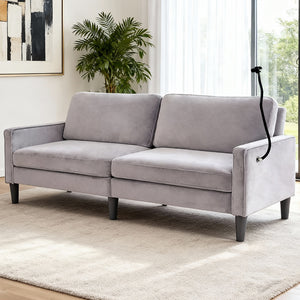 English Elm Modern Linen Loveseat with Washable Cover Spring Cushions Solid Frame Small Spaces W5052S00001