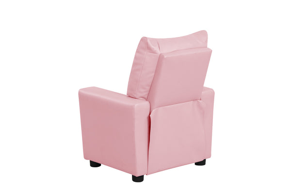 English Elm Evelyne Youth Pu Leather Recliner with Cupholder for Playroom or Bedroom Lounge Pink B2749P413213