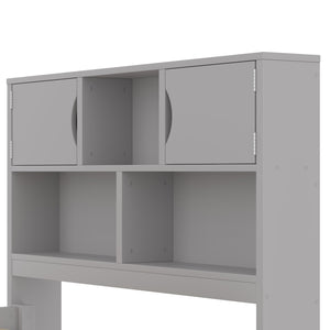 English Elm Twin Captain Platform Bed with Bookcase Headboard Four Drawers Pine Mdf Frame Gray GX001828AAE-1