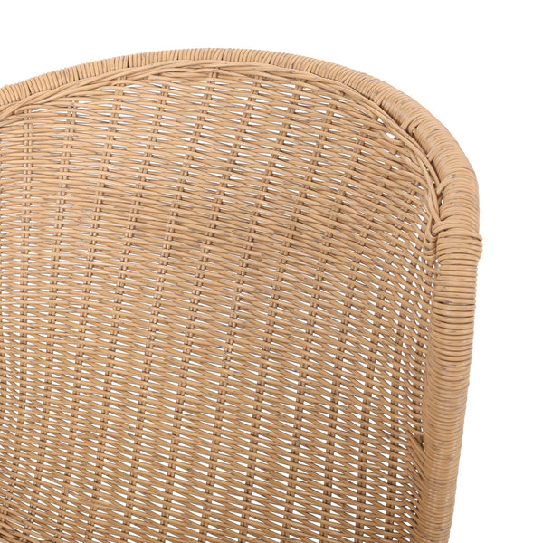 English Elm Boho Faux Rattan Outdoor Dining Chairs Wicker Weave Scroll Back Patio Set of 2 66899.00LBRN