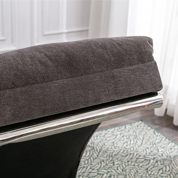 English Elm Linen Ergonomic Massage Chaise Lounge with Remote Control, 140° Recline, Heavy-Duty Frame, 5 Modes Dark Gray W39539626