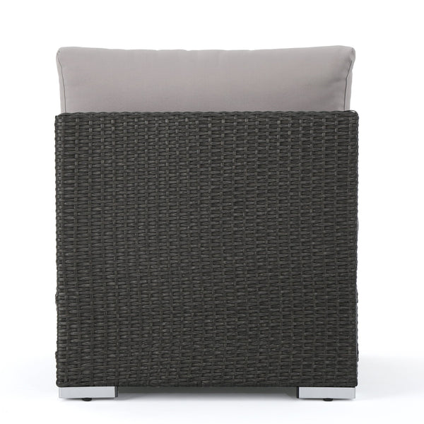English Elm Christopher Knight Home® - SANTA Rosa Armless Outdoor Chair with Aluminum Frame, Water-Resistant Cushion, Wicker Design, 33"D x 25"W Grey+Silver 57466.00ALUGRY
