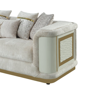 English Elm Bona Glam Chenille Sofa with Diamond Panels and Champagne Gold Floating Base B009P417485