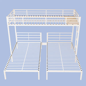 English Elm Triple Metal Bunk Bed for Kids Shared Rooms Separates Into Three Twin Beds W5635S00004