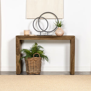 English Elm Rectangular Solid Wood Entryway Console Table – Modern Rustic Charm In Rich Auburn Finish Perfect For Any Space B016P373113-GIGA
