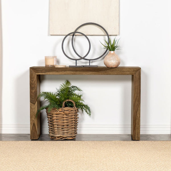 English Elm Rectangular Solid Wood Entryway Console Table – Modern Rustic Charm In Rich Auburn Finish Perfect For Any Space B016P373113-GIGA