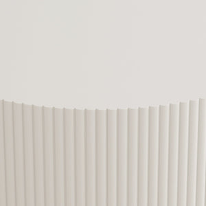 English Elm 31.5'' Round Coffee Table with Hidden Storage and Vertical Stripe Accent, Modern Durable MDF Design White W757P206006