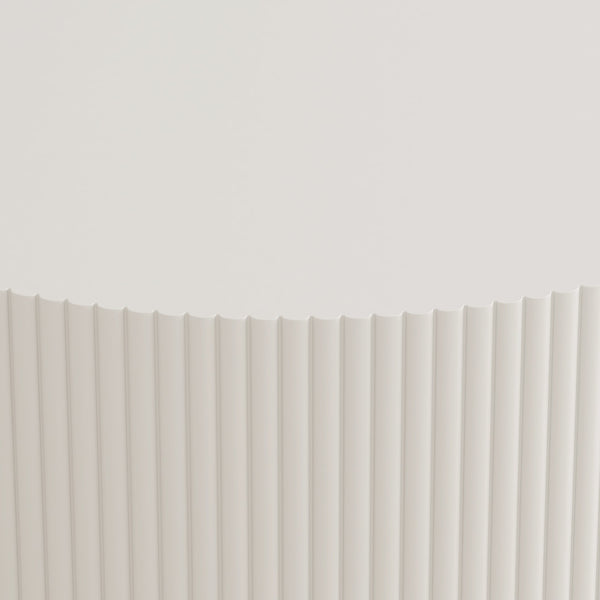 English Elm 31.5'' Round Coffee Table with Hidden Storage and Vertical Stripe Accent, Modern Durable MDF Design White W757P206006