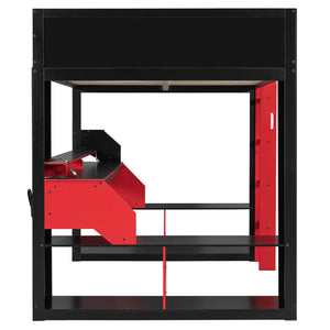 English Elm Full Size Gaming Loft Bed with Rgb Lighting Built-in Desk and Usb Charging Ports LT000275AAJ