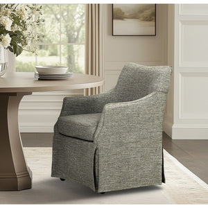 JLA Home Martha Stewart - Upholstered Dining Arm Chair with Skirted Base and Hidden Casters, Plush Cushioning & Durable Build Grey MT108-0183