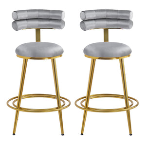 English Elm Christopher Knight Home® - 27.65'' 27.65" Modern Counter Stools Set of 2 with Luxurious Velvet Upholstery, Ergonomic Curved Back, Iron Frame & Footrest Dark Gray N780P194940G