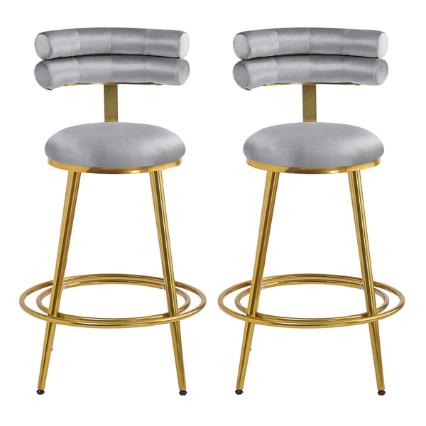 English Elm Christopher Knight Home® - 27.65'' 27.65" Modern Counter Stools Set of 2 with Luxurious Velvet Upholstery, Ergonomic Curved Back, Iron Frame & Footrest Dark Gray N780P194940G