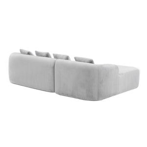 English Elm Full L-Shape Sectional Sofa with Curved Chaise, Modular Chenille Couch, High-Density Comfort for Apartment Living Grey W3612S00005
