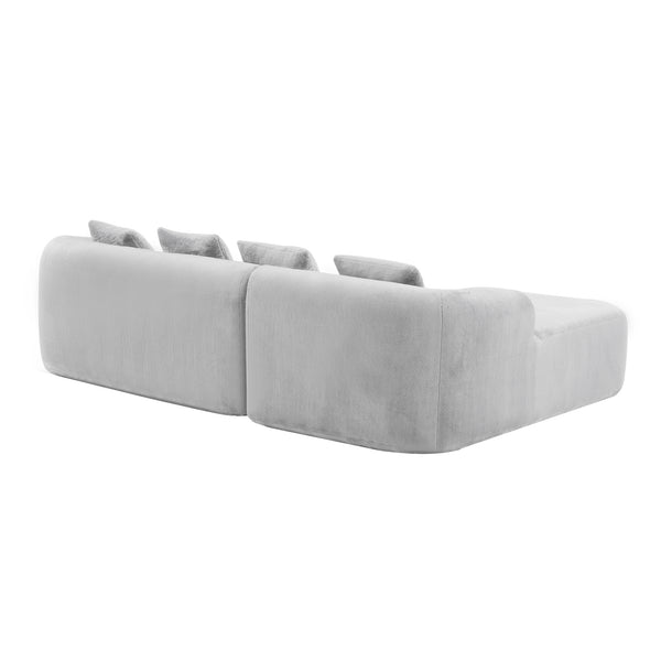 English Elm Full L-Shape Sectional Sofa with Curved Chaise, Modular Chenille Couch, High-Density Comfort for Apartment Living Grey W3612S00005