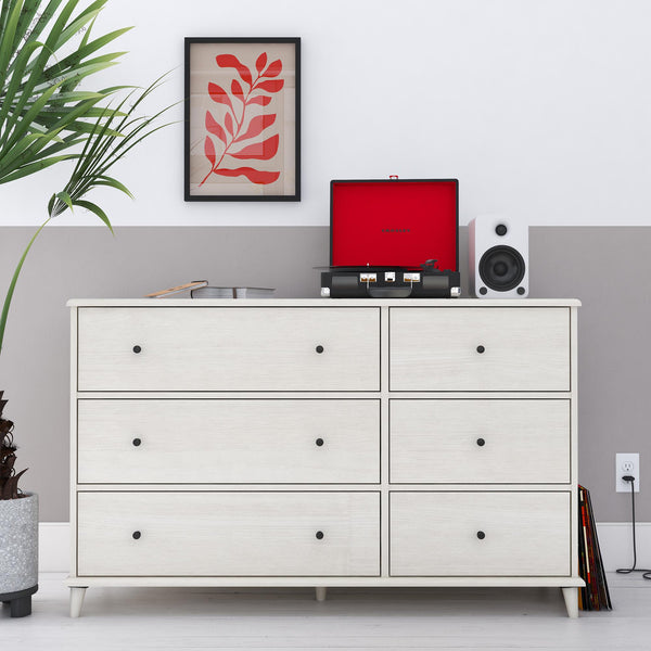 English Elm Farnsworth Mid-century Modern Six Drawer Dresser Warm Wood Finish Bedroom Storage B2733S00018