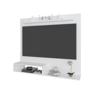 English Elm FM Irmo Wall-Mounted Entertainment Center with Shelves — Space-Saving Modern TV Panel and Display Shelf for Organized Living Room Decor White 61 L x 22 W x 4 H B128P283290