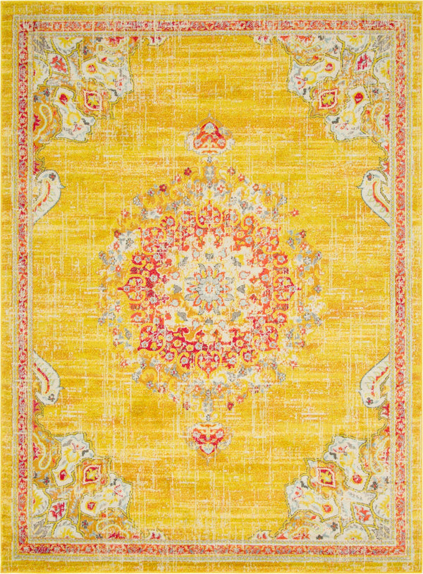 Unique Loom Penrose Alexis Machine Made Medallion Rug Gold, Brown/Gray/Ivory/Light Blue/Orange/Red 9' 0" x 12' 0"