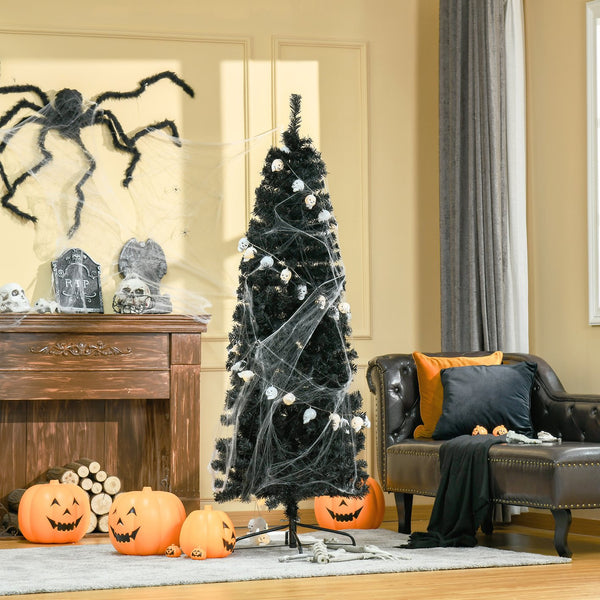 English Elm Homcom 6Ft Slim Pencil Douglas Fir Christmas Tree – Realistic, Easy Assembly, Versatile Black Decor W2225P229705