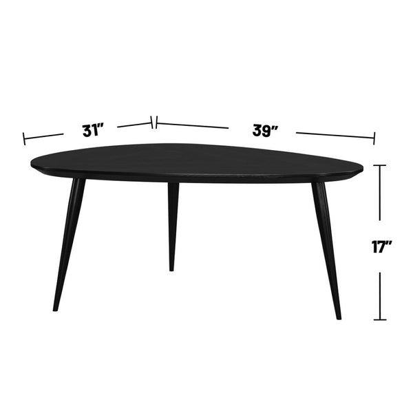 English Elm Triangular Solid Wood Coffee Table - Handcrafted Mango Wood With Modern Iron Legs For Chic Spaces B016P373001-GIGA