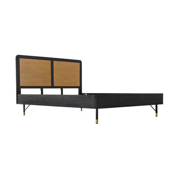 English Elm Saratoga King Bed Solid Acacia Frame Woven Rattan Headboard Bohemian Bedroom B2736S00032