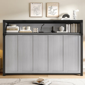 English Elm Twin Size Murphy Bed With Built-In Shelf – Space-Saving Metal Wall Bed For Efficient Living Areas W1580S00150-GIGA