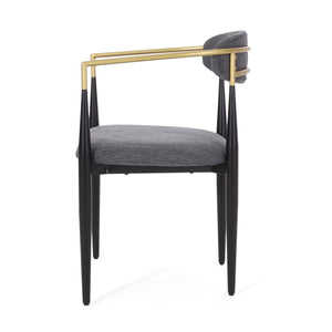 English Elm Dining Arm Chairs Set of 2 Gold Accent Iron Frame Upholstered Modern Minimalist N771P392272C