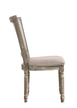 English Elm Gabrian Two-Tone Fabric High-Back Side Chair Set of 2 with Turned Wood Legs and Padded Seat Beige,Gray 39 L x 21 W x 12 H B2726P264653