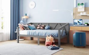 English Elm Twin Daybed Frame Solid Pine Sofa Bed for Guest Room Studio or Teen Bedroom Gray N708P266719E