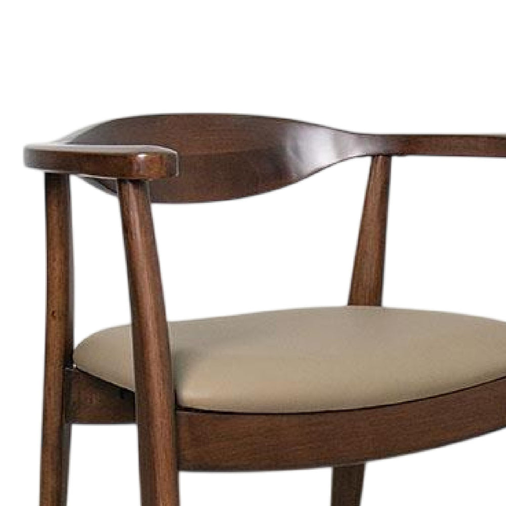 English Elm Niva Mid-century Rubberwood Dining Arm Chairs Set of Two with Upholstered Seats B056P416965