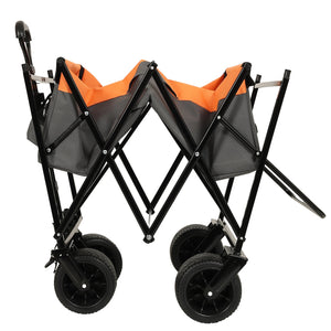 English Elm 480lbs Foldable All-terrain Wagon with Canopy Mosquito Net for Camping Outdoor Orange W2932P253227