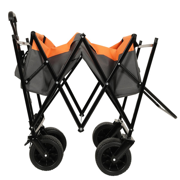 English Elm 480lbs Foldable All-terrain Wagon with Canopy Mosquito Net for Camping Outdoor Orange W2932P253227