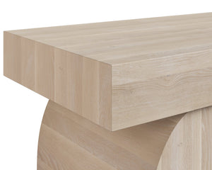 Sunpan Cadence Contemporary Bench - Solid Light Oak with Geometric Base, Unique Whitewash Finish, 59" Design