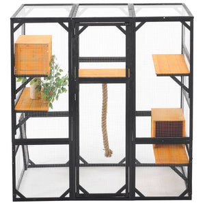 English Elm Outdoor Pine Wood Catio Enclosure with Platforms Condos and Walk-in Access for Cats N719P283198B