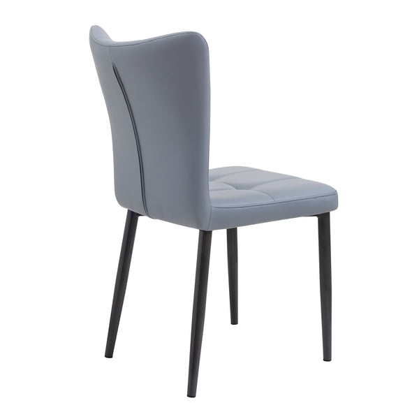 English Elm Set of 2 Dining Chairs with Thick Cushions and PU Leather Upholstery — Modern Sturdy Iron Frames for Home & Restaurant Seating Black,Light Gray N842P300566E