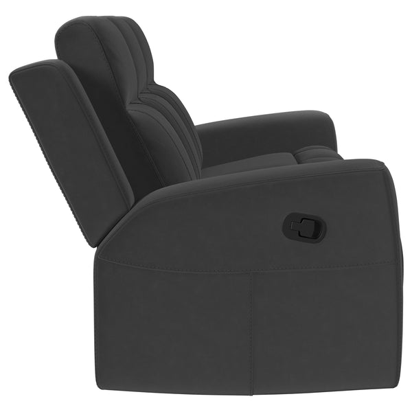 English Elm Slater Manual Reclining Sofa with Channel Tufted Back and Suede Leatherette Upholstery Charcoal B062P440397