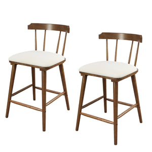 English Elm Christopher Knight Home® - Olivia Windsor-Style Upholstered Counter Stools, Set Of 2, Walnut Finish & Beige Fabric For Timeless Charm N775P346246W