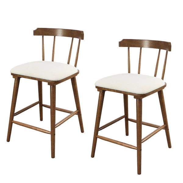 English Elm Christopher Knight Home® - Olivia Windsor-Style Upholstered Counter Stools, Set Of 2, Walnut Finish & Beige Fabric For Timeless Charm N775P346246W