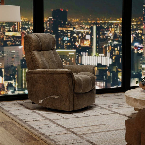 English Elm Global Home Swivel Glider Recliner With Adjustable Headrest & Footrest In Stylish Texas Slate Fabric B339P323113